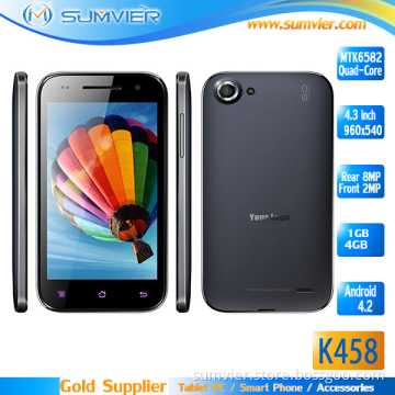4.3inch Amoled Qhd Mtk6582 Quad Core Android 4.4 Mobile Phone (K458)